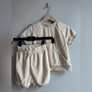 Baby Barn 2T Cream Terry Lounge Set Cozy Minimalist Neutral Aesthetic Outfit